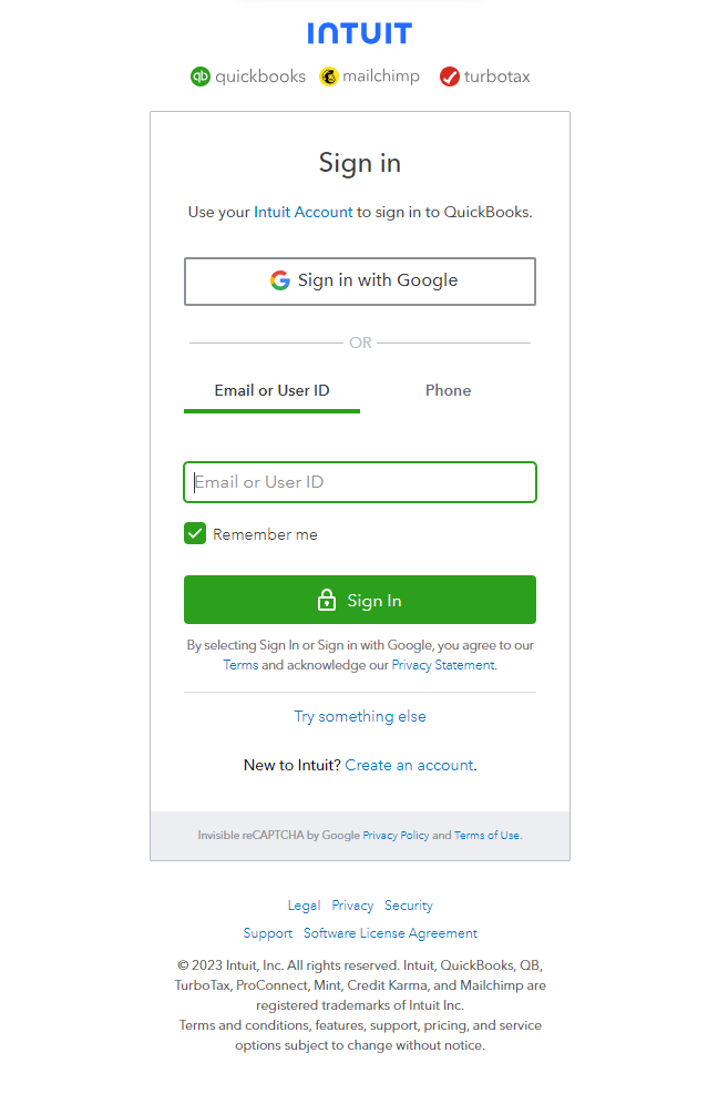 Sign in to QuickBooks